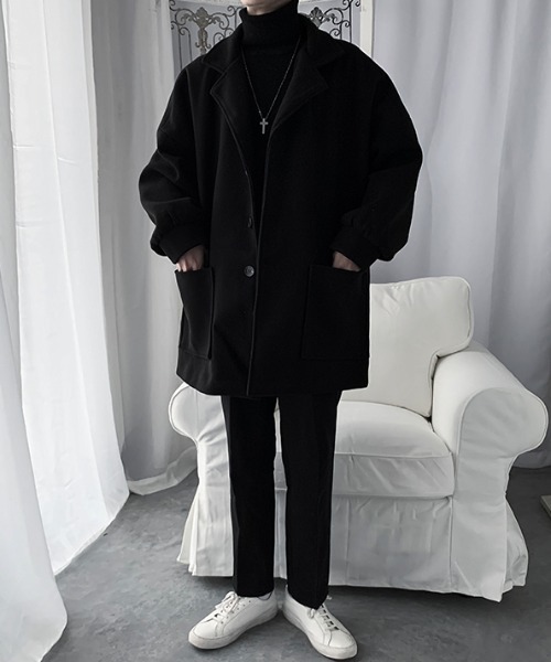 VIBGYOR（ヴィブジョー）の「ビッグシルエット チェスターコート(SP)（チェスターコート・メンズ・ベージュ/ブラック/カーキ・X-LARGE/LARGE/MEDIUM）」の2枚目の写真