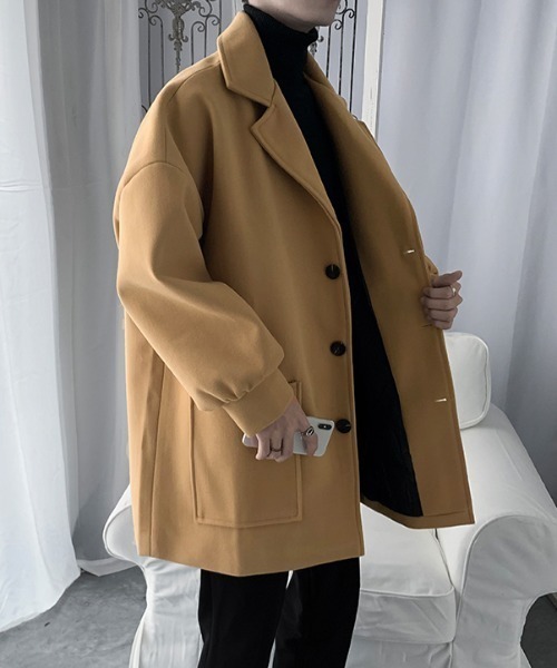 VIBGYOR（ヴィブジョー）の「ビッグシルエット チェスターコート(SP)（チェスターコート・メンズ・ベージュ/ブラック/カーキ・X-LARGE/LARGE/MEDIUM）」の4枚目の写真