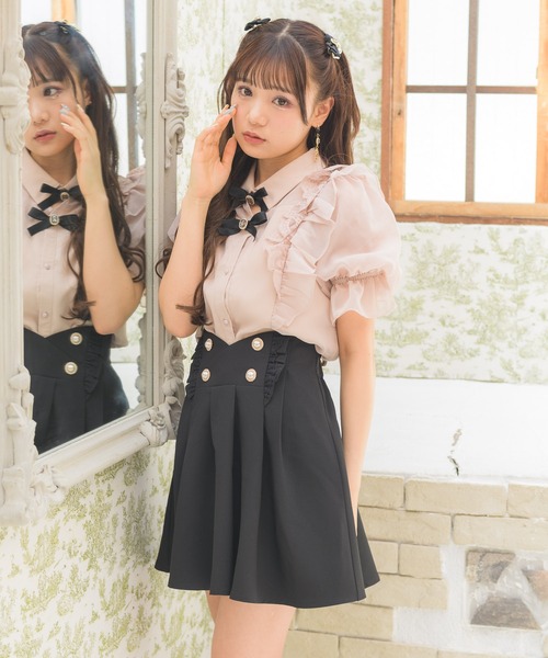 ROJITA（ロジータ）の「Wリボンラッフルシアーブラウス（シャツ/ブラウス・レディース・ホワイト/ブラック/ピンクベージュ・FREE）」の3枚目の写真