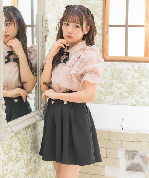 ROJITA（ロジータ）の「Wリボンラッフルシアーブラウス（シャツ/ブラウス・レディース・ホワイト/ブラック/ピンクベージュ・FREE）」の6枚目の写真