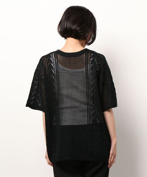 LOWRYS FARM（ローリーズファーム）の「パッチワークスキッパーニットプルオーバー　295846（ニット/セーター・レディース・ブラック/オレンジ/アイボリー/ホワイト/グリーン・FREE）」の6枚目の写真