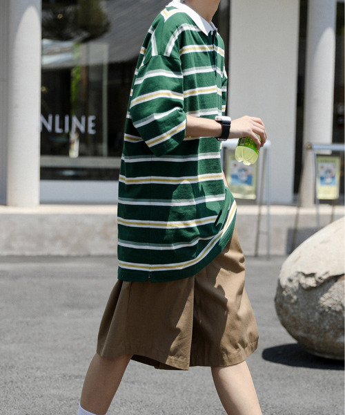 neos(ネオス)の「【neos -addictive design-】ルーズシルエット 配色 レトロ ボーダー ラガー ポロシャツ(ポロシャツ・メンズ・サックスブルー/ネイビー/グリーン系その他/ベージュ系/グリーン系その他2/グレー系・X-LARGE/LARGE/MEDIUM)」の14枚目の写真