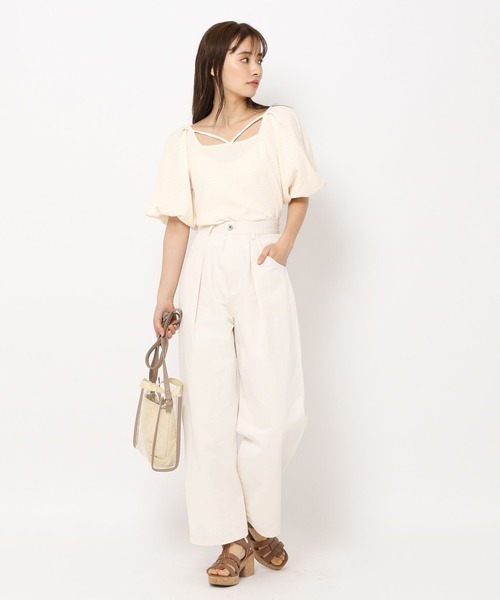 mysty woman（ミスティウーマン）の「シャーリングストリングプルオーバー 294762（Tシャツ/カットソー・レディース・イエロー/ブラック/ホワイト・FREE）」の22枚目の写真