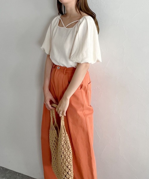 mysty woman（ミスティウーマン）の「シャーリングストリングプルオーバー 294762（Tシャツ/カットソー・レディース・イエロー/ブラック/ホワイト・FREE）」の8枚目の写真