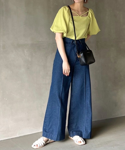 mysty woman（ミスティウーマン）の「シャーリングストリングプルオーバー 294762（Tシャツ/カットソー・レディース・イエロー/ブラック/ホワイト・FREE）」の11枚目の写真