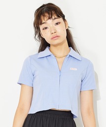 X-girl | FULL ZIP S/S TOP/ジップアップトップス 半袖シャツ(シャツ/ブラウス)