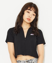 X-girl | FULL ZIP S/S TOP/ジップアップトップス 半袖シャツ(シャツ/ブラウス)