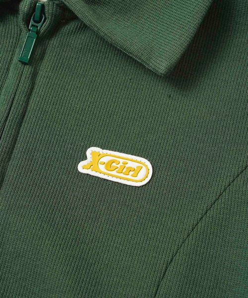 X-girl(エックスガール)の「FULL ZIP S/S TOP/ジップアップトップス 半袖シャツ(シャツ/ブラウス・レディース・ブラック/グリーン/ライトブルー・S/M)」の6枚目の写真