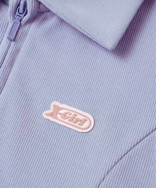 X-girl(エックスガール)の「FULL ZIP S/S TOP/ジップアップトップス 半袖シャツ(シャツ/ブラウス・レディース・ブラック/グリーン/ライトブルー・S/M)」の7枚目の写真