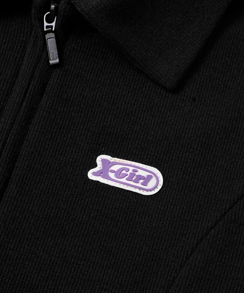 X-girl(エックスガール)の「FULL ZIP S/S TOP/ジップアップトップス 半袖シャツ(シャツ/ブラウス・レディース・ブラック/グリーン/ライトブルー・S/M)」の8枚目の写真