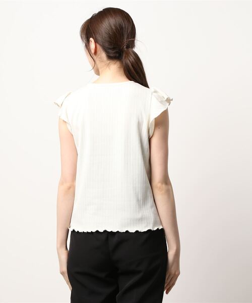 flower（フラワー）の「ラッフルリブティーズ（Tシャツ/カットソー・レディース・ブラック/ピンク/アイボリー・FREE）」の5枚目の写真