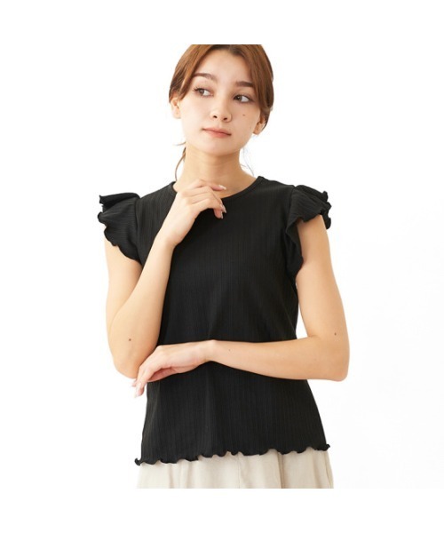 flower（フラワー）の「ラッフルリブティーズ（Tシャツ/カットソー・レディース・ブラック/ピンク/アイボリー・FREE）」の21枚目の写真