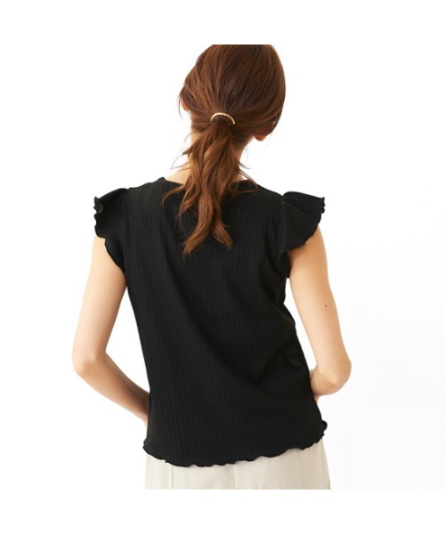 flower（フラワー）の「ラッフルリブティーズ（Tシャツ/カットソー・レディース・ブラック/ピンク/アイボリー・FREE）」の18枚目の写真