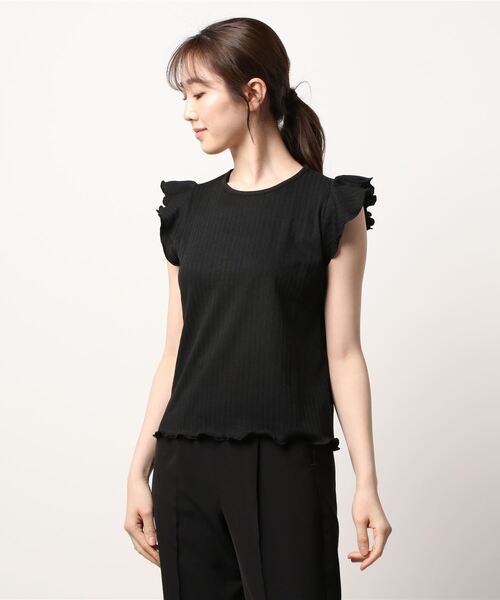 flower（フラワー）の「ラッフルリブティーズ（Tシャツ/カットソー・レディース・ブラック/ピンク/アイボリー・FREE）」の8枚目の写真