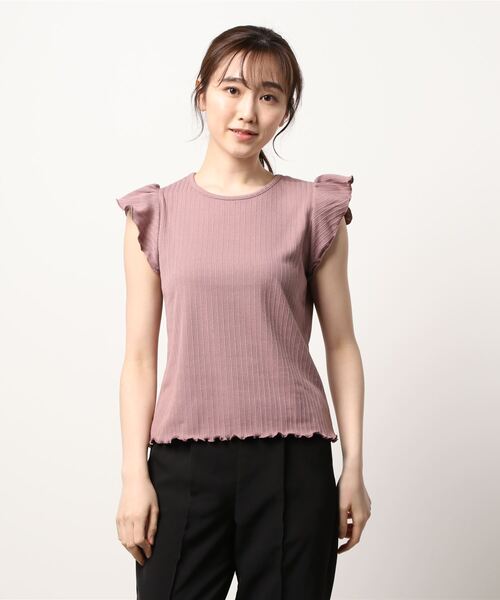 flower（フラワー）の「ラッフルリブティーズ（Tシャツ/カットソー・レディース・ブラック/ピンク/アイボリー・FREE）」の7枚目の写真