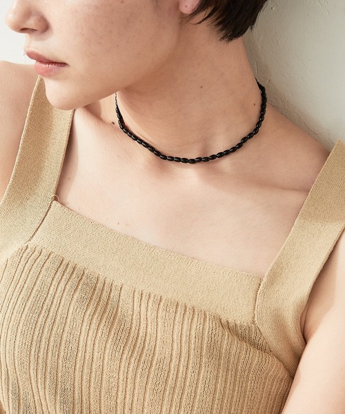 PAPILLONNER（パピヨネ）の「PAPILLONNER/ONYXネックレス（ネックレス・レディース・ブラック・FREE）」の3枚目の写真