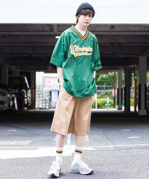 WEGO(ウィゴー)の「WEGO/ラインリブナイロン半袖プルオーバー(スウェット・メンズ・ダークグリーン/オレンジ/ブラック・MEDIUM/LARGE)」の7枚目の写真