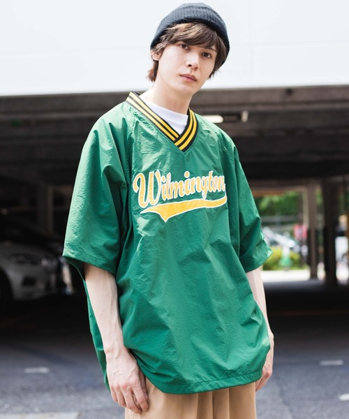 WEGO(ウィゴー)の「WEGO/ラインリブナイロン半袖プルオーバー(スウェット・メンズ・ダークグリーン/オレンジ/ブラック・MEDIUM/LARGE)」の10枚目の写真