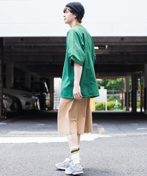 WEGO(ウィゴー)の「WEGO/ラインリブナイロン半袖プルオーバー(スウェット・メンズ・ダークグリーン/オレンジ/ブラック・MEDIUM/LARGE)」の8枚目の写真