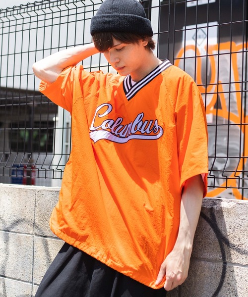 WEGO(ウィゴー)の「WEGO/ラインリブナイロン半袖プルオーバー(スウェット・メンズ・ダークグリーン/オレンジ/ブラック・MEDIUM/LARGE)」の13枚目の写真