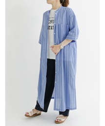 Samansa Mos2 blue | ストライプ前開きシャツワンピース(シャツワンピース)