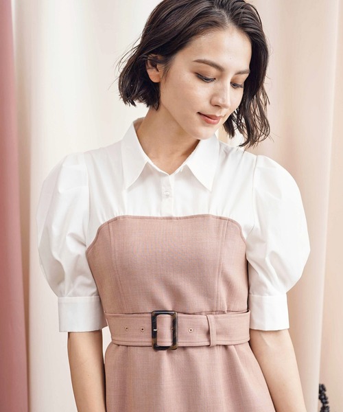 NOELA(ノエラ)の「シャツドッキングビスチェワンピ(ワンピース・レディース・ブラック/オレンジ/ブルー・S/M)」の4枚目の写真