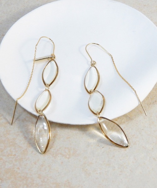 The Rule(ザルール)の「The Rule ザルール:Trough threader pierced earring:マーキス揺れるピアス(ピアス(両耳用)・レディース・ブラック/ネイビー/クリア・FREE)」の3枚目の写真