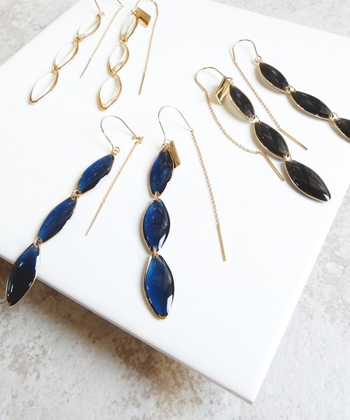 The Rule(ザルール)の「The Rule ザルール:Trough threader pierced earring:マーキス揺れるピアス(ピアス(両耳用)・レディース・ブラック/ネイビー/クリア・FREE)」の11枚目の写真