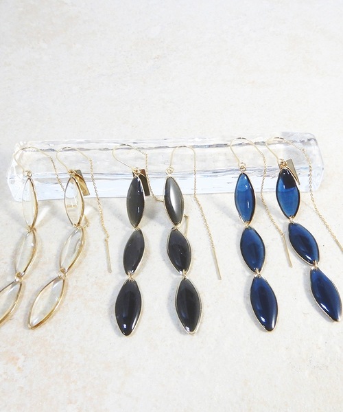 The Rule(ザルール)の「The Rule ザルール:Trough threader pierced earring:マーキス揺れるピアス(ピアス(両耳用)・レディース・ブラック/ネイビー/クリア・FREE)」の4枚目の写真