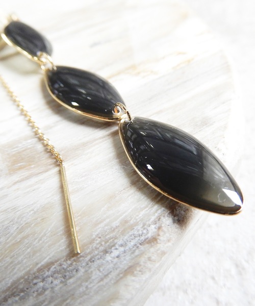 The Rule(ザルール)の「The Rule ザルール:Trough threader pierced earring:マーキス揺れるピアス(ピアス(両耳用)・レディース・ブラック/ネイビー/クリア・FREE)」の10枚目の写真