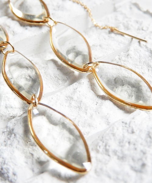 The Rule(ザルール)の「The Rule ザルール:Trough threader pierced earring:マーキス揺れるピアス(ピアス(両耳用)・レディース・ブラック/ネイビー/クリア・FREE)」の6枚目の写真