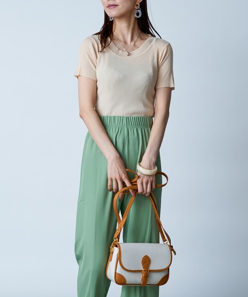 MAISON BREEZE（メゾンブリーズ）の「【MAISON BREEZE】ラウンドネックリブニットショートトップス SCCH154（Tシャツ/カットソー・レディース・ブラック/ベージュ/オレンジ/ブルー/アイボリー/グリーン・FREE）」の12枚目の写真