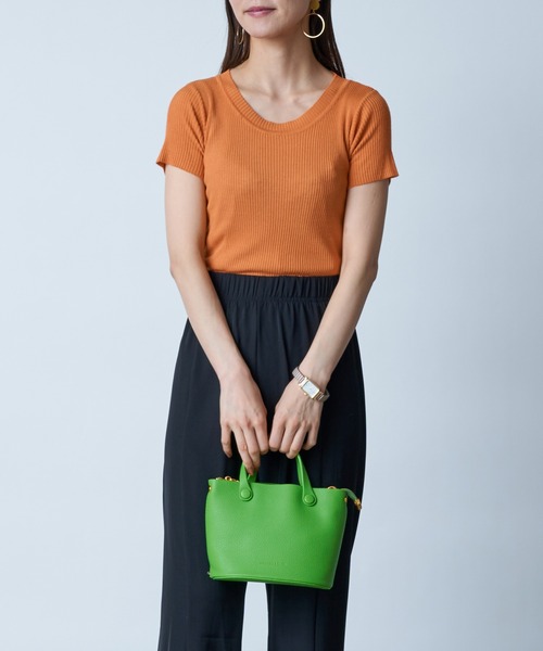 MAISON BREEZE（メゾンブリーズ）の「【MAISON BREEZE】ラウンドネックリブニットショートトップス SCCH154（Tシャツ/カットソー・レディース・ブラック/ベージュ/オレンジ/ブルー/アイボリー/グリーン・FREE）」の20枚目の写真