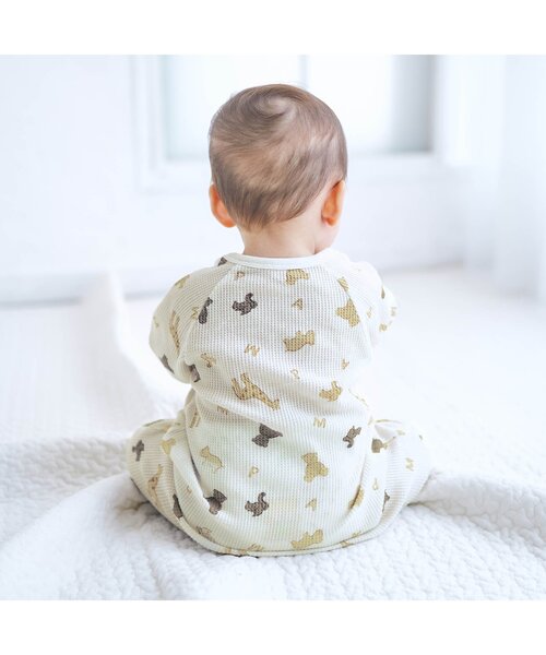 apres les cours（アプレレクール）の「3柄アソートワッフルカバーオール（ロンパース・キッズ・アイボリー/ミント/ピンク・60/70/80）」の5枚目の写真