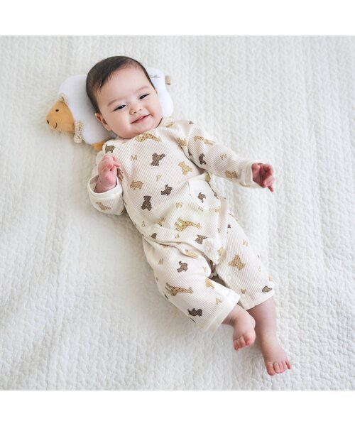 apres les cours（アプレレクール）の「3柄アソートワッフルカバーオール（ロンパース・キッズ・アイボリー/ミント/ピンク・60/70/80）」の7枚目の写真