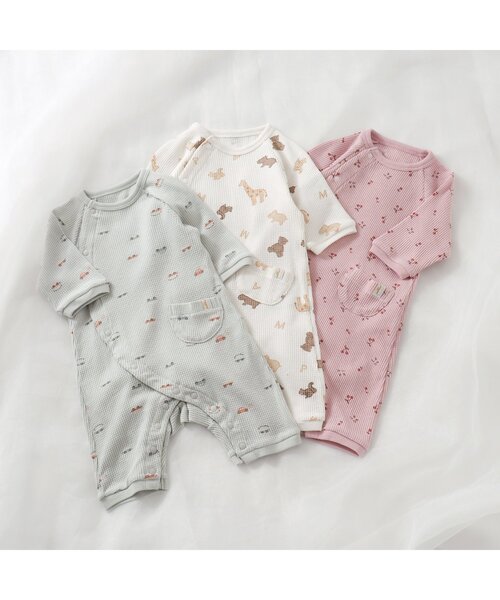 apres les cours（アプレレクール）の「3柄アソートワッフルカバーオール（ロンパース・キッズ・アイボリー/ミント/ピンク・60/70/80）」の11枚目の写真