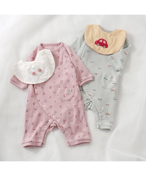 apres les cours（アプレレクール）の「3柄アソートワッフルカバーオール（ロンパース・キッズ・アイボリー/ミント/ピンク・60/70/80）」の20枚目の写真