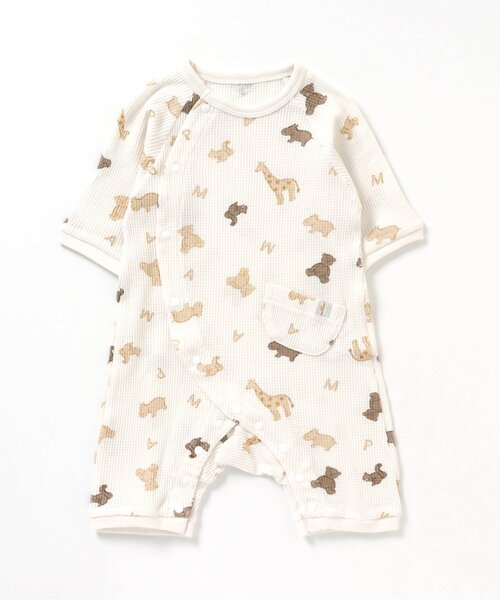 apres les cours（アプレレクール）の「3柄アソートワッフルカバーオール（ロンパース・キッズ・アイボリー/ミント/ピンク・60/70/80）」の9枚目の写真