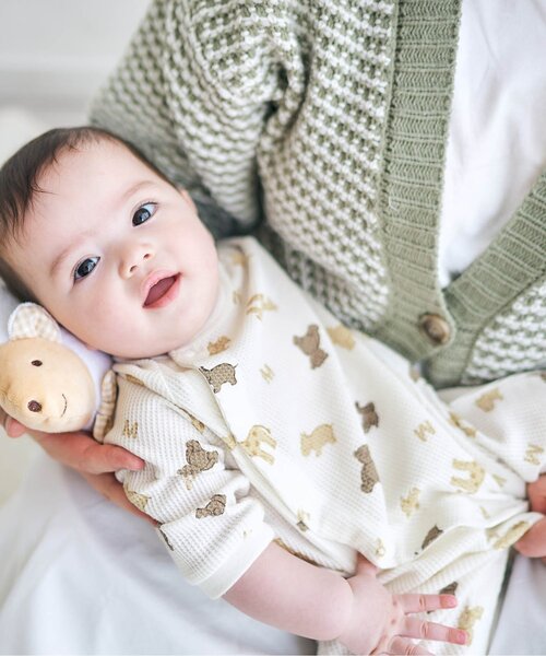 apres les cours（アプレレクール）の「3柄アソートワッフルカバーオール（ロンパース・キッズ・アイボリー/ミント/ピンク・60/70/80）」の18枚目の写真