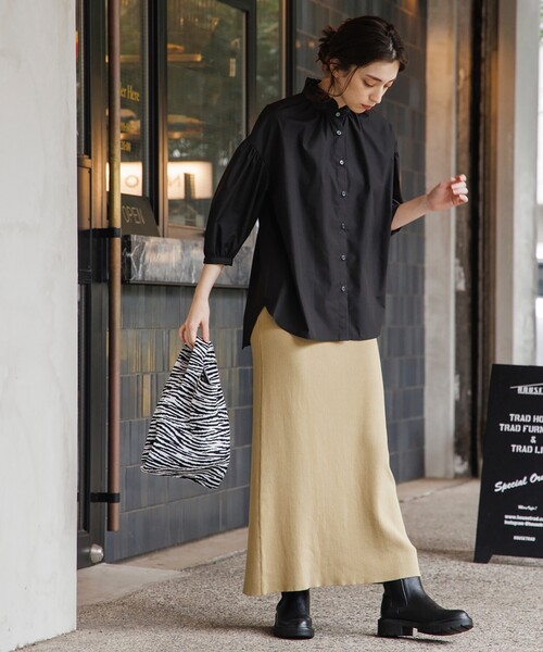 OPAQUE.CLIP（オペークドットクリップ）の「◆リブニットナロースカート【WEB限定サイズ】（スカート・レディース・チャコールグレー/ブルー/サンドベージュ・40/38）」の18枚目の写真