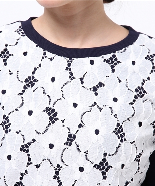 DISCOAT(ディスコート)の「【Discoat】裏毛前レースパール付プルオーバー(Tシャツ/カットソー・レディース・オフホワイト/グレー/ネイビー・フリ-)」の8枚目の写真