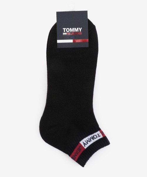tommy jeans(トミー ジーンズ)の「TJ FLAG LOGO SOCKS(ソックス/靴下・メンズ・ホワイト/ブラック・FREE)」の1枚目の写真