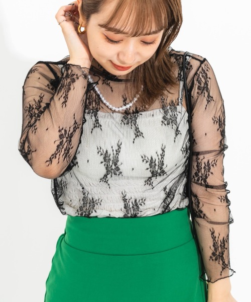 セール】総柄レースロンT（Tシャツ/カットソー）｜nemne store