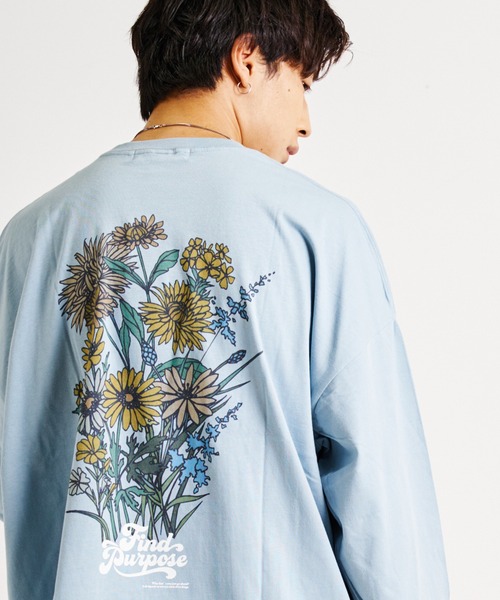 JACKROSE（ジャックローズ）の「JE・フラワーモチーフBIGロンＴ（Tシャツ/カットソー・メンズ・ブルー/パープル/ホワイト/ライトグレー・M/L）」の3枚目の写真