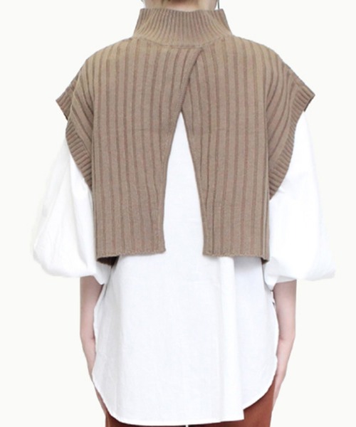 STYLEBLOCK（スタイルブロック）の「アクリルバルキーワイドリブ編みハイネックショートトップス（ニット/セーター・レディース・ブラック/グリーン系その他/パープル/ベージュ/アイボリー/ライトベージュ・M）」の10枚目の写真
