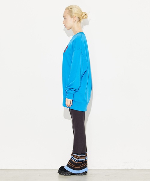 X-girl（エックスガール）の「SNOOTY CREW SWEAT TOP（スウェット・レディース・ホワイト/ブラック/ブルー・M/S/XL/L）」の12枚目の写真