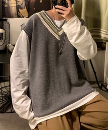 ブランド古着 メンズのニット セーター グレー 灰色系 袖なし 古着通販 Zozoused