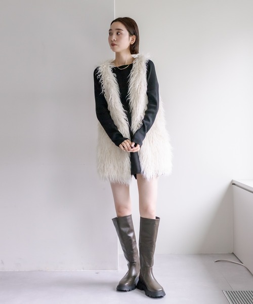 mystic（ミスティック）の「ボリュームソールロングブーツ（ブーツ・レディース・ベージュ/オリーブ・36/37/38）」の3枚目の写真