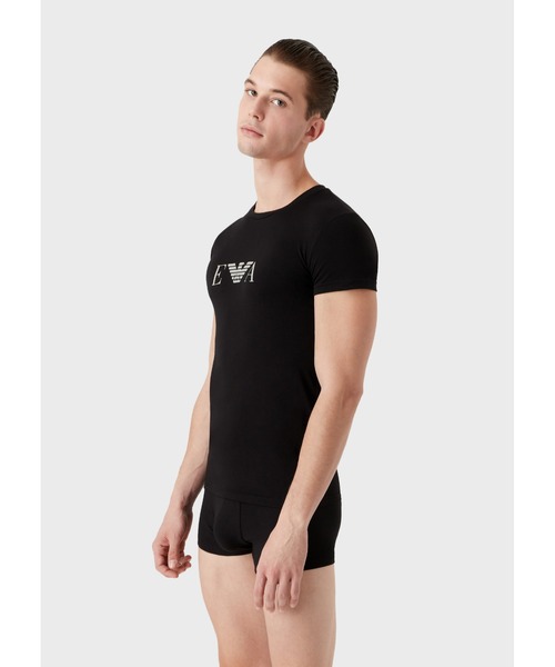 エンポリオアルマーニ　ダークグレー デニム スリムフィット ロゴ レザータグ EMPORIO ARMANI - エンポリオアルマーニ ダークグレー デニム