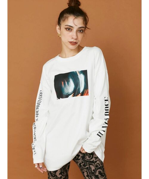 EVRIS(エヴリス)の「HANG LOOSE ロンT(Tシャツ/カットソー・レディース・ホワイト/ブラック・FREE)」の1枚目の写真